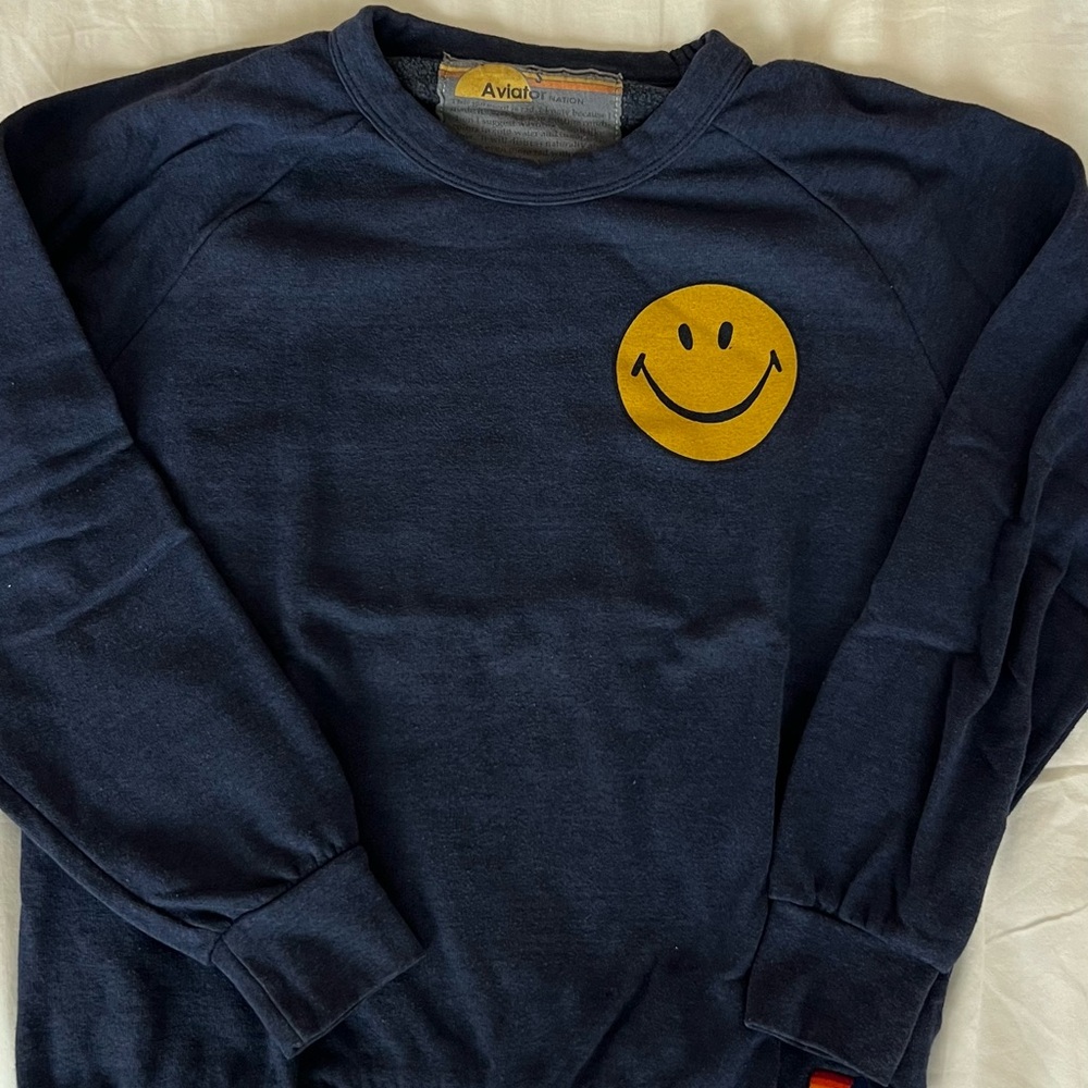 Aviator Nation Smiley Face Crew Neck